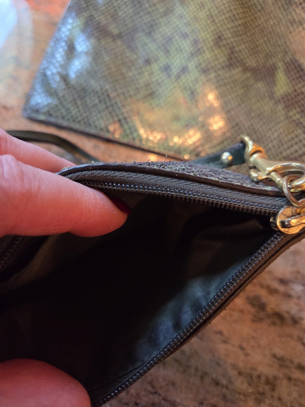 Coach Green Snake-Embossed Leather Wristlet Set - Picture 6 of 7